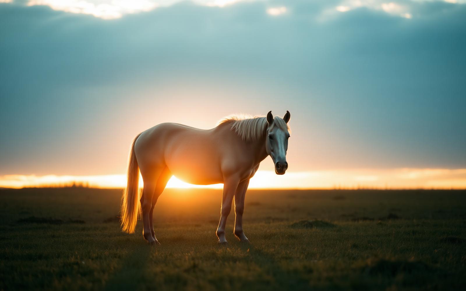 A horse standing in soft morning light
